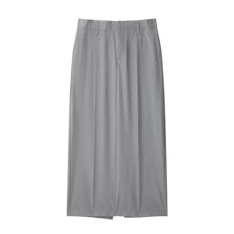 Autumn 2026 New Long Midi Skirt Women's Fashion mid Waist Versatile Back Split Half Body Skirt Straight Cut Other Material