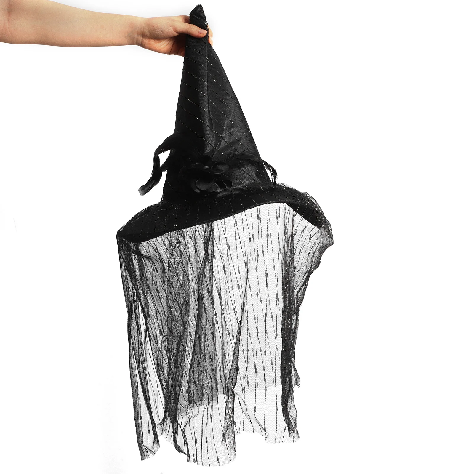 

Gauze Veil Witch Hat Halloween Party Costume Lightweight Stylish Cosplay Prop Witch Hat Halloween Ornament Cosplay Prop