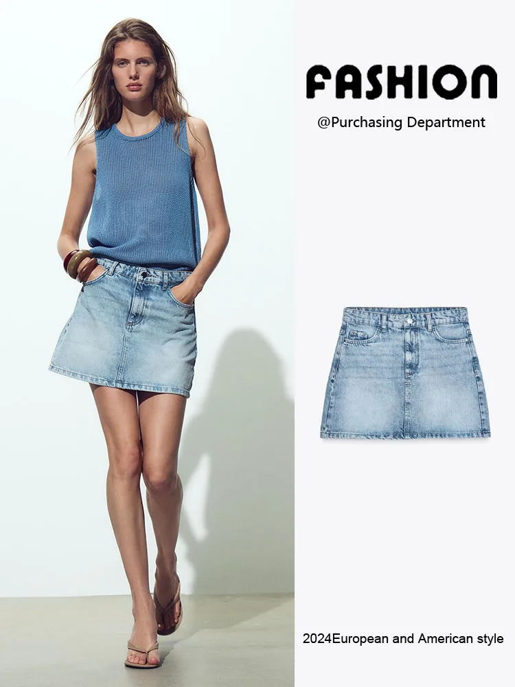 Faionable Waed Gonna di jeans da donna All-Match Dimagrante Estate Nuovo arrivo Gonne f-lunghezza Abbigliamento da palcoscenico etnico