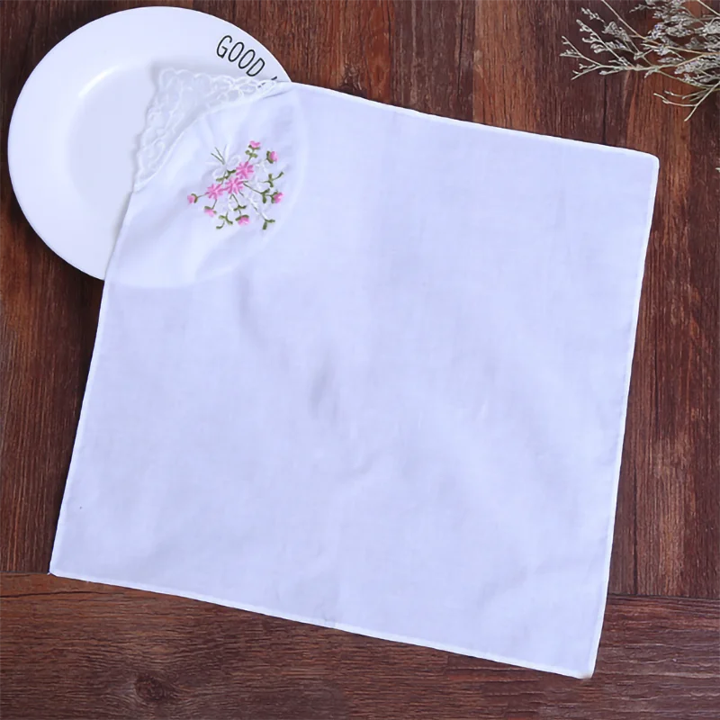 White Cotton Lace Napkins, Hemstitched Cocktail Napkin for Party, Wedding Table Cloth, Linen Fabric Dinner Napkin, 12 PCs