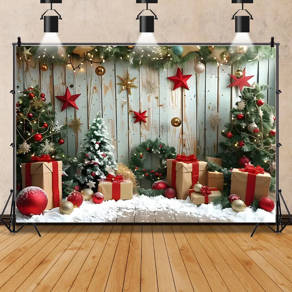 Winter Christmas Backdrop Fireplace Xmas Trees Gifts Family Portrait  Interior Photography Background Decor For Photo Studio