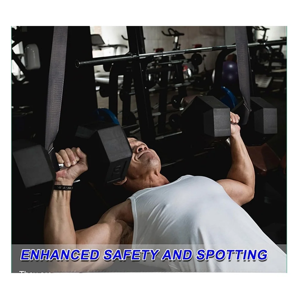 Adjustable Dumbbell Straps for Safe Hanging During For Chest Press and Other Workouts 2 Pack with Metal Buckle