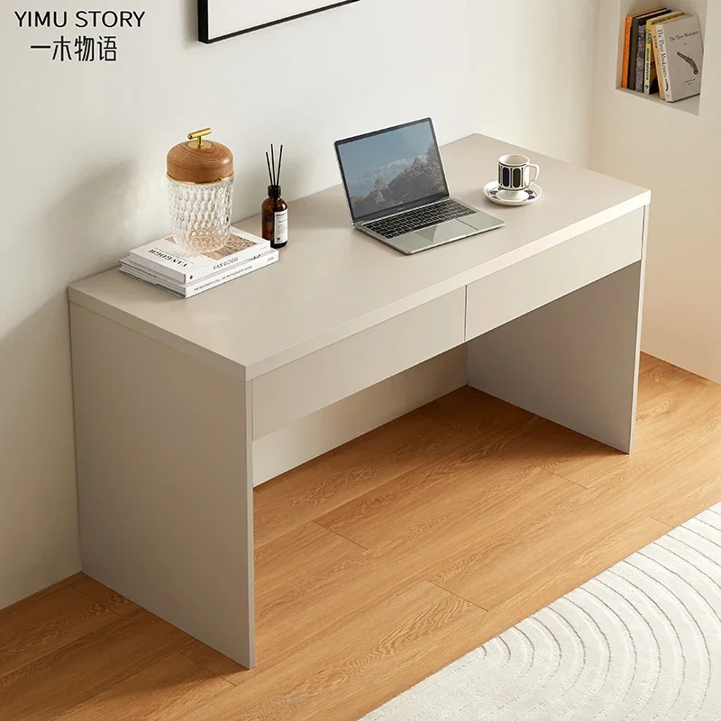 Italian minimalist solid wood desk household simple white office computer desk cream style study bedroom study table