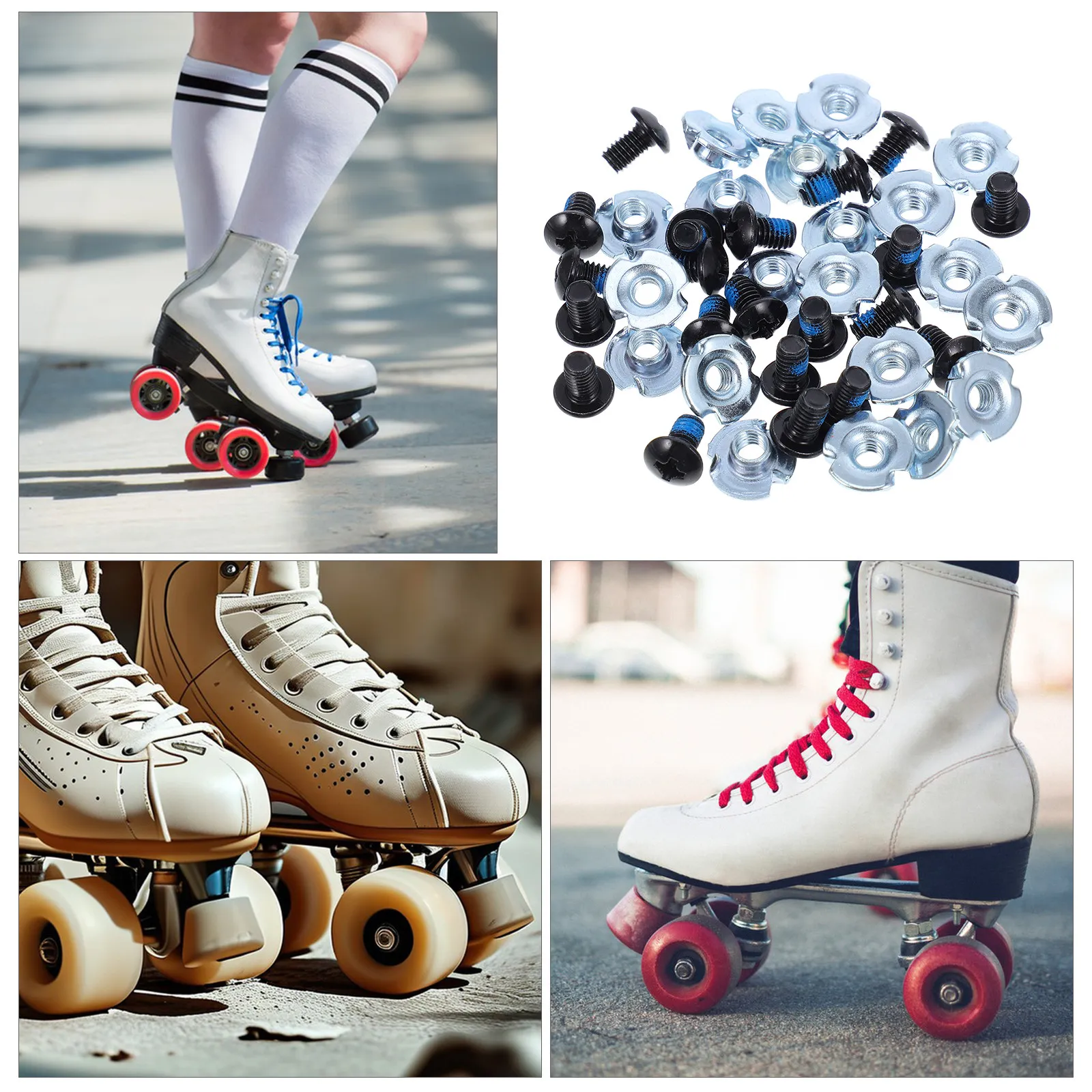 20 Sets Roller Skate Shoe Attachment Mounting Screws Parts Assembly Inline Replacement Buckle Protective Gear for Skating