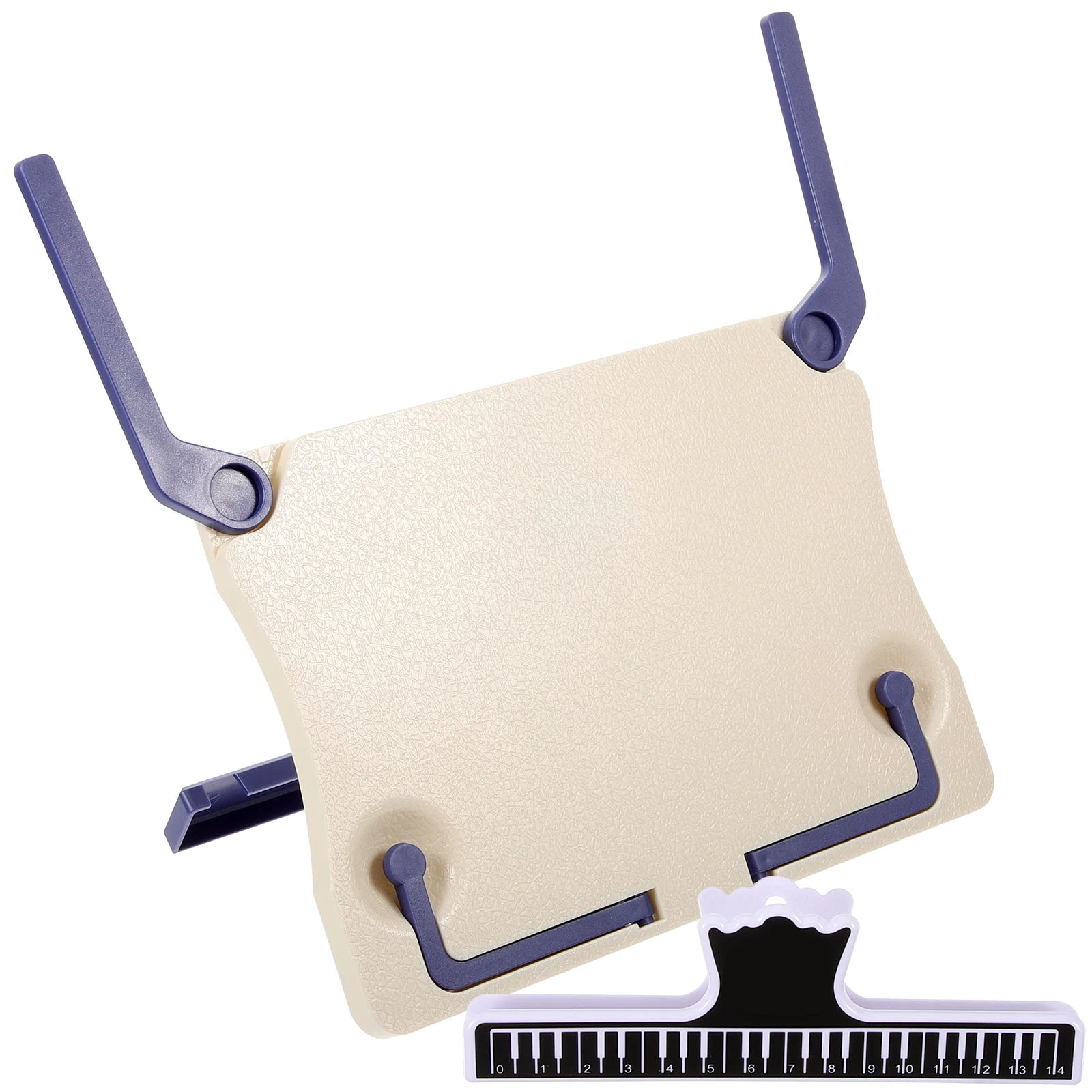 

Portable Foldable White Music Sheet Stand Clip Included Desktop Reading Rack for Books Scores Tablets Reading Holder