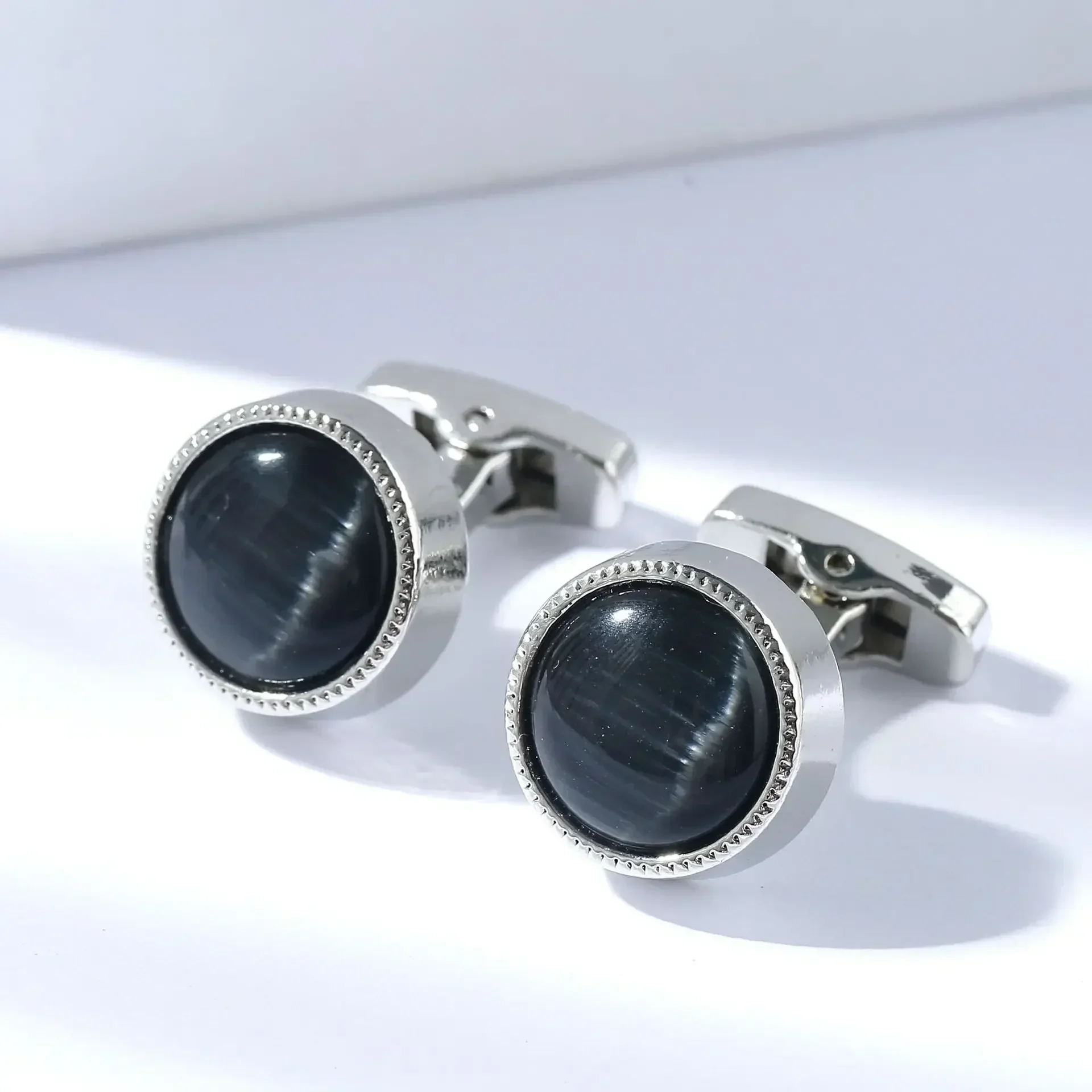 New Blue Opal Cufflinks Fashion Men's Women's Business Dress Shirts Buttons Mens Wedding Accessories Gifts French Cuff Links