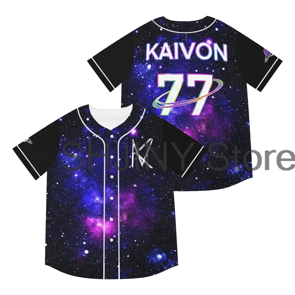 Kaivon Jersey Baseball Jacket Shirts EDM Festivals 2024 V-Neck Short Sleeve Tee Women Men Fashion Streetwear Tops