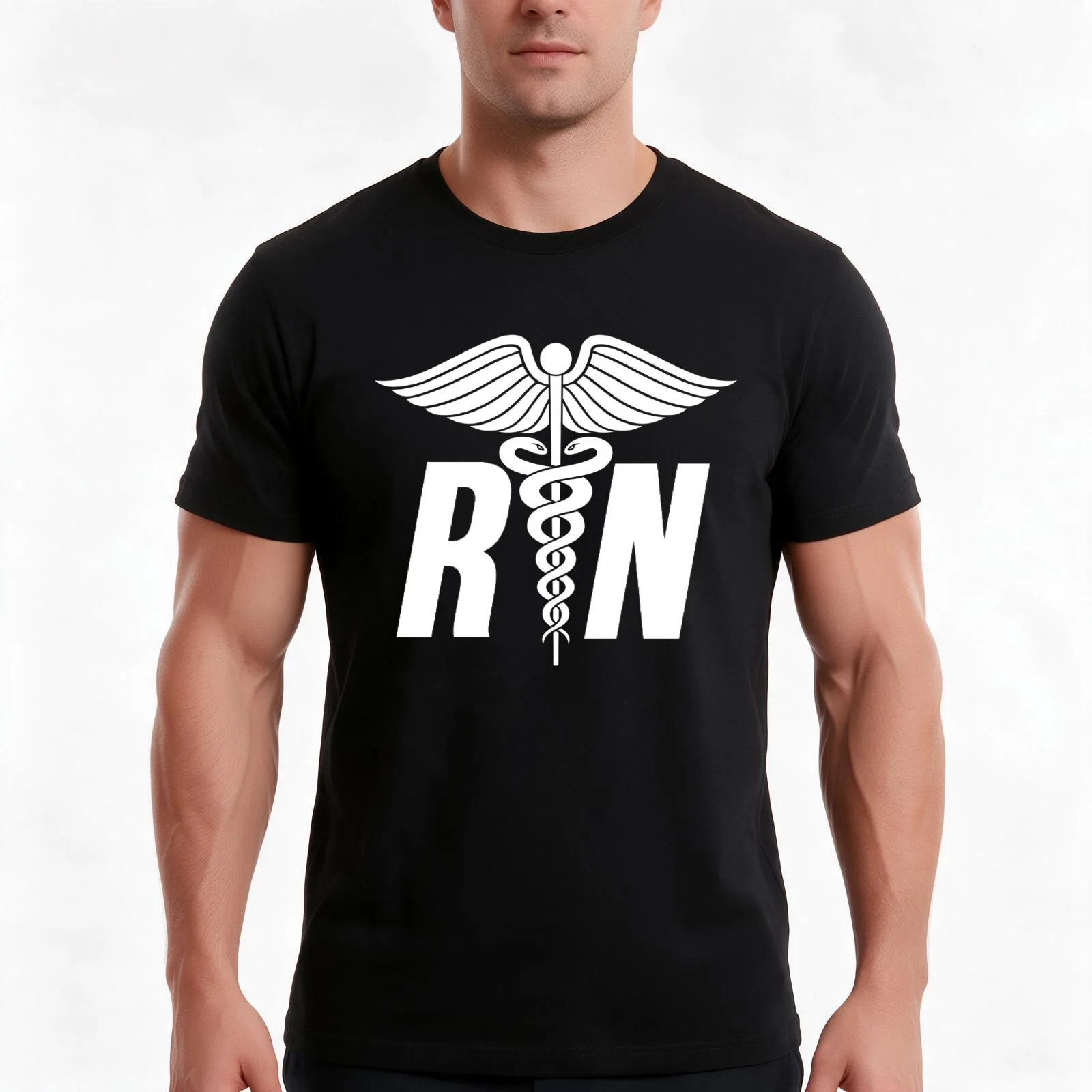 Registered Nurse Symbol T-Shirt, Summer Casual Cotton Tee, Oversized Streetwear Tops, Vintage Graphic Print, Unisex Men Women