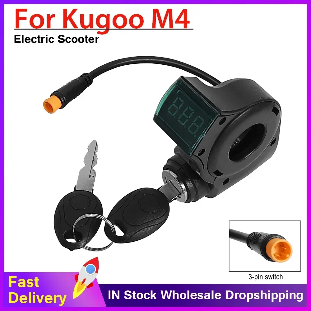 E-Bike Lgnition Lock Key Thumb Throttle for KUGOO M4 XiaoMi M365 Voltmeter Digital Voltage Display Switch 3Pin Electric Scooter
