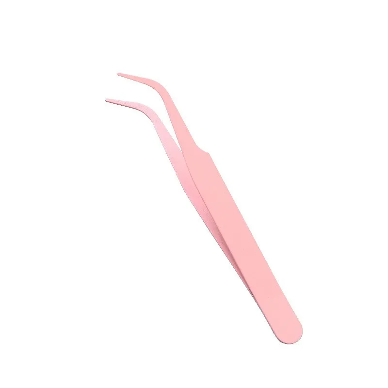 StudentDIYColor Pointed Elbow Clip Macaron Pink Eyelash Handmade Hand Account Tweezers Stainless Steel Tweezers