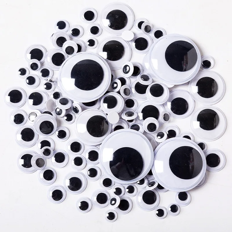 DIY ruchome oczy imitacja zwierzęcia gałka oczna czarny biały kolor samoprzylepne oko lalki przedszkole artykuły rzemieślnicze dla dzieci