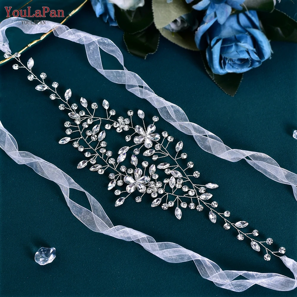 TOPQUEEN Rhinestone Decoration for Bridal Wedding Dress Woman Party Belts Handmade Crystal Bridesmaid Belt Girlfriend Gift SH566