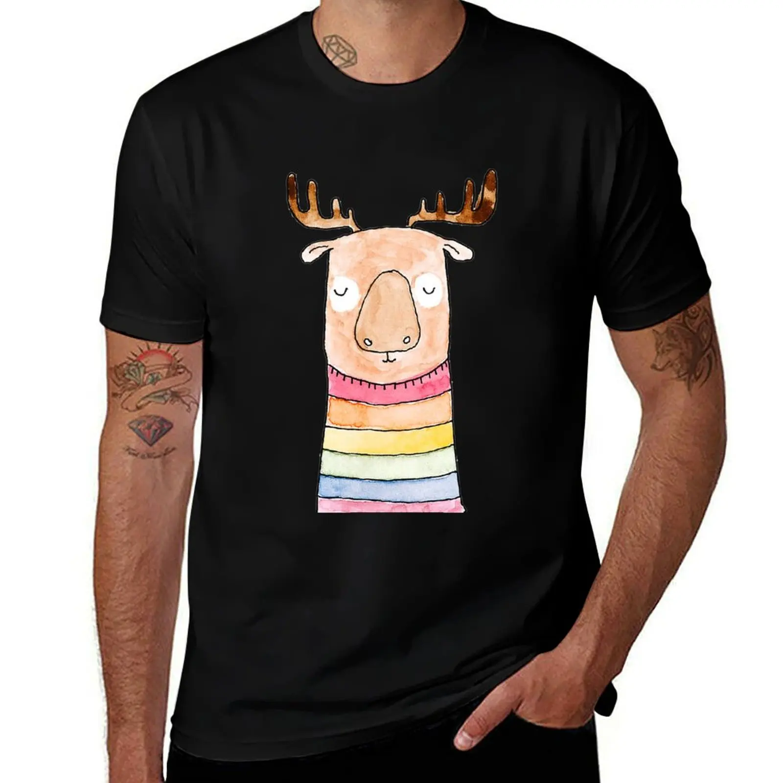 Rainbow Moose T-Shirt plus sizes cotton man t-shirts luxury clothing labubu tshirts personalised mens shirts graphic tee