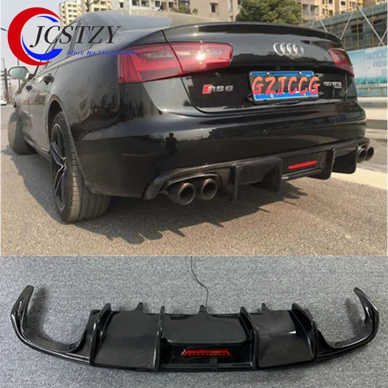 For Audi A6 S6 C7 2012-2015 Carbon Fiber Rear Lip Spoiler High Quality Bumper Diffuser Car Accessories