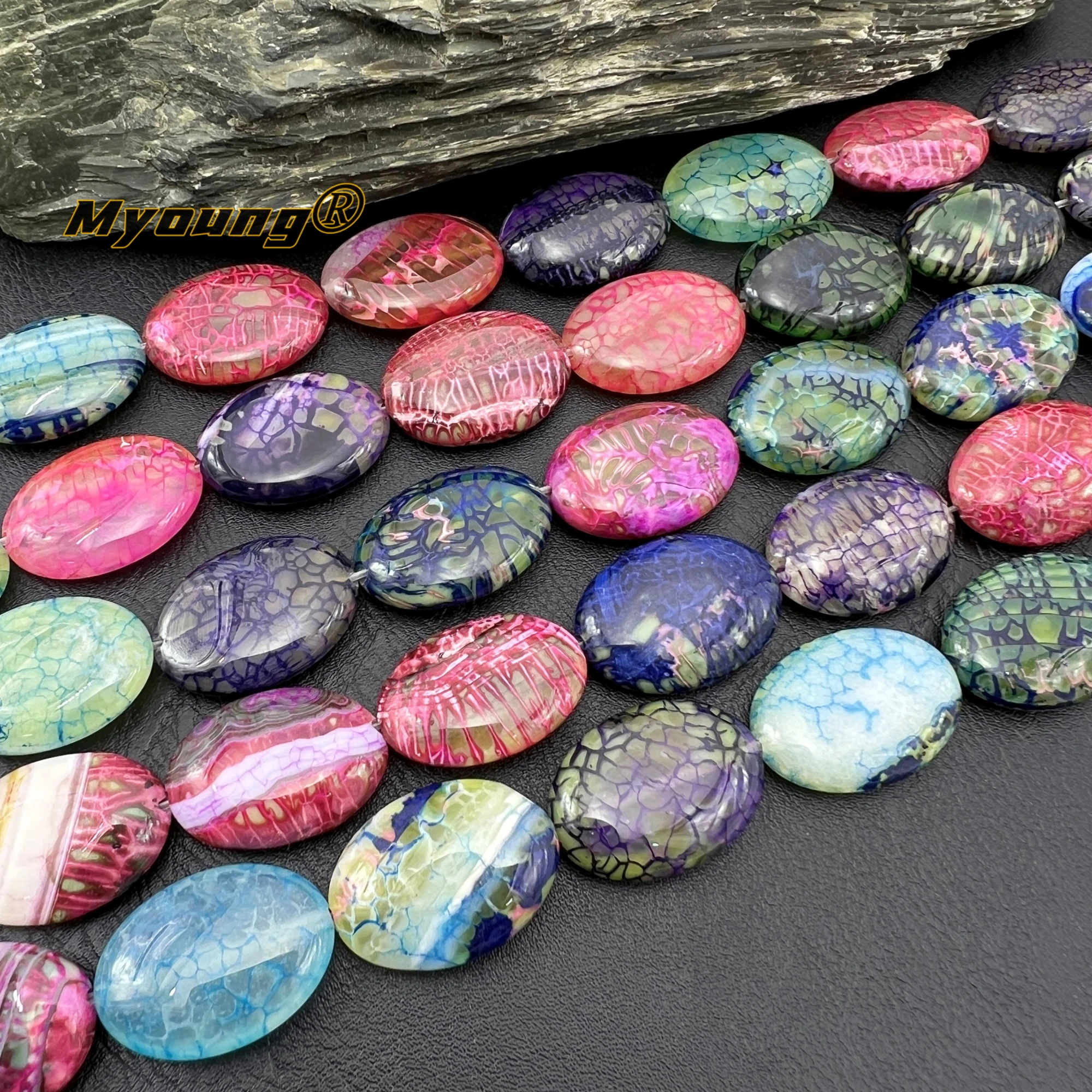 18x25MM 2Strands Oval Shape Multicolor Agates Slice Beads For DIY Jewelry Making MY240415