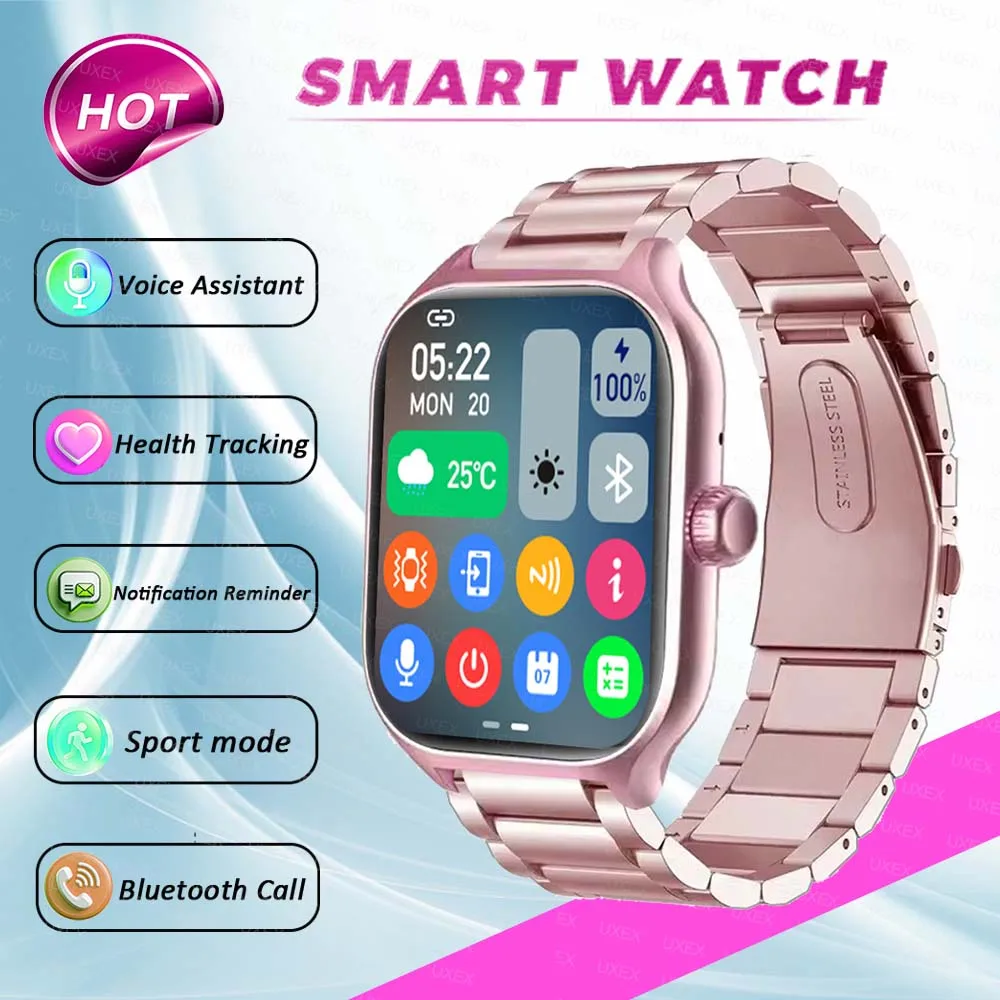 

2026 New Plus Smart Watch Android IOS Phone 2.01 Inch Screen Bluetooth Answer Call Fitness Watches Tracker Smartwatch Women Men