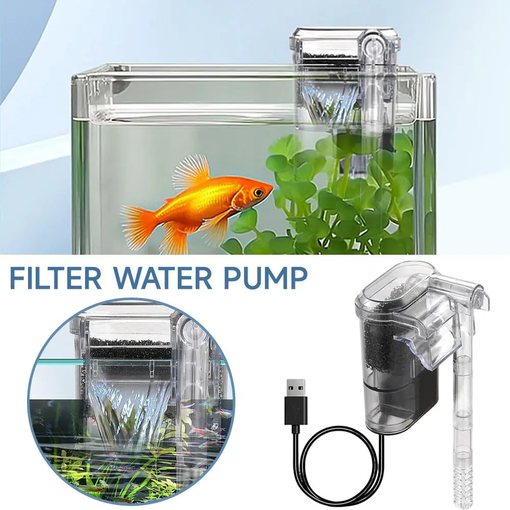 Mini External Waterfall Filter Pump for Fish Tank Silent USB/AC-DC Interface Aquarium Water Circulation And Oxygenation Device