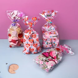 50/100pcs Valentines Gift Bags Red Love Heart Cellophane Candy Treat Bags for Valentine's Day Wedding Party Favor Goodies Bags