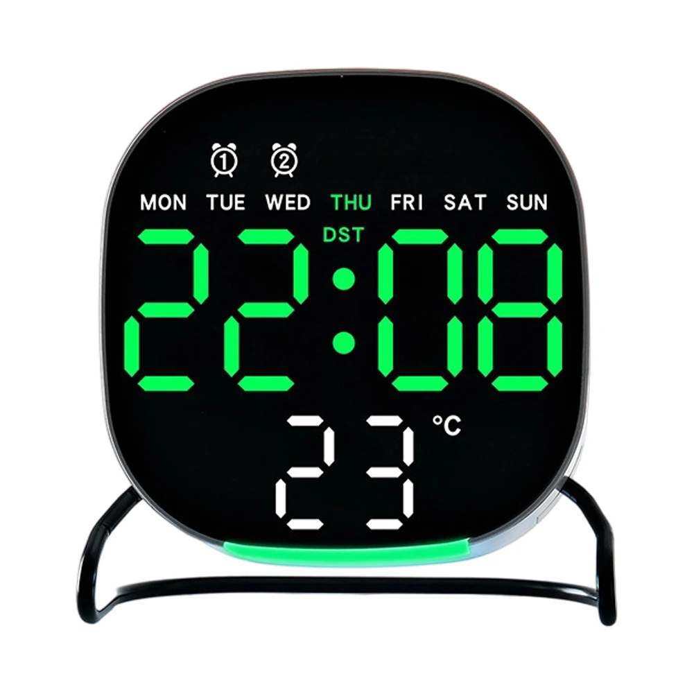 Bedside Night Light AS SHOWN LED Desktop Clock Touch Control Time And Date Loop Display 3-second Cycle Display