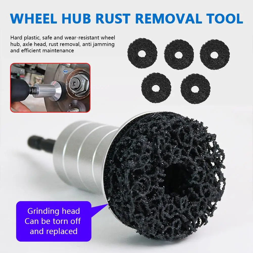 Wheel Hub Rust Removal Tool With 5 Sanding Discs Stud Kit Brake Rotor Cleaner Shell Polishing & ABS Anti-Corrosion Tool L4S5