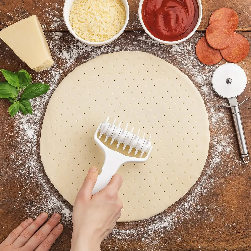 الخبز العجين دوكر البلاستيك البيتزا أداة فرد العجين المعجنات الخبز ثقب لكمة البيتزا لرسو السفن أداة BPA الحرة لقشرة البيتزا المتسقة #5