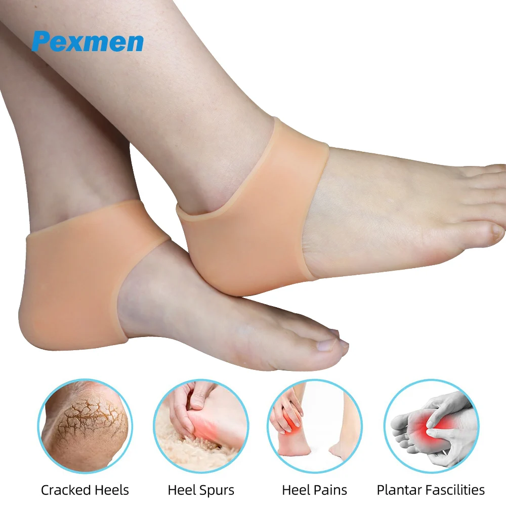 Pexmen 2 Stuks Siliconen Hielbeschermers voor Vrouwen en Mannen Hydraterende Relief voor Blister Gebarsten Voet Fasciitis Spurs