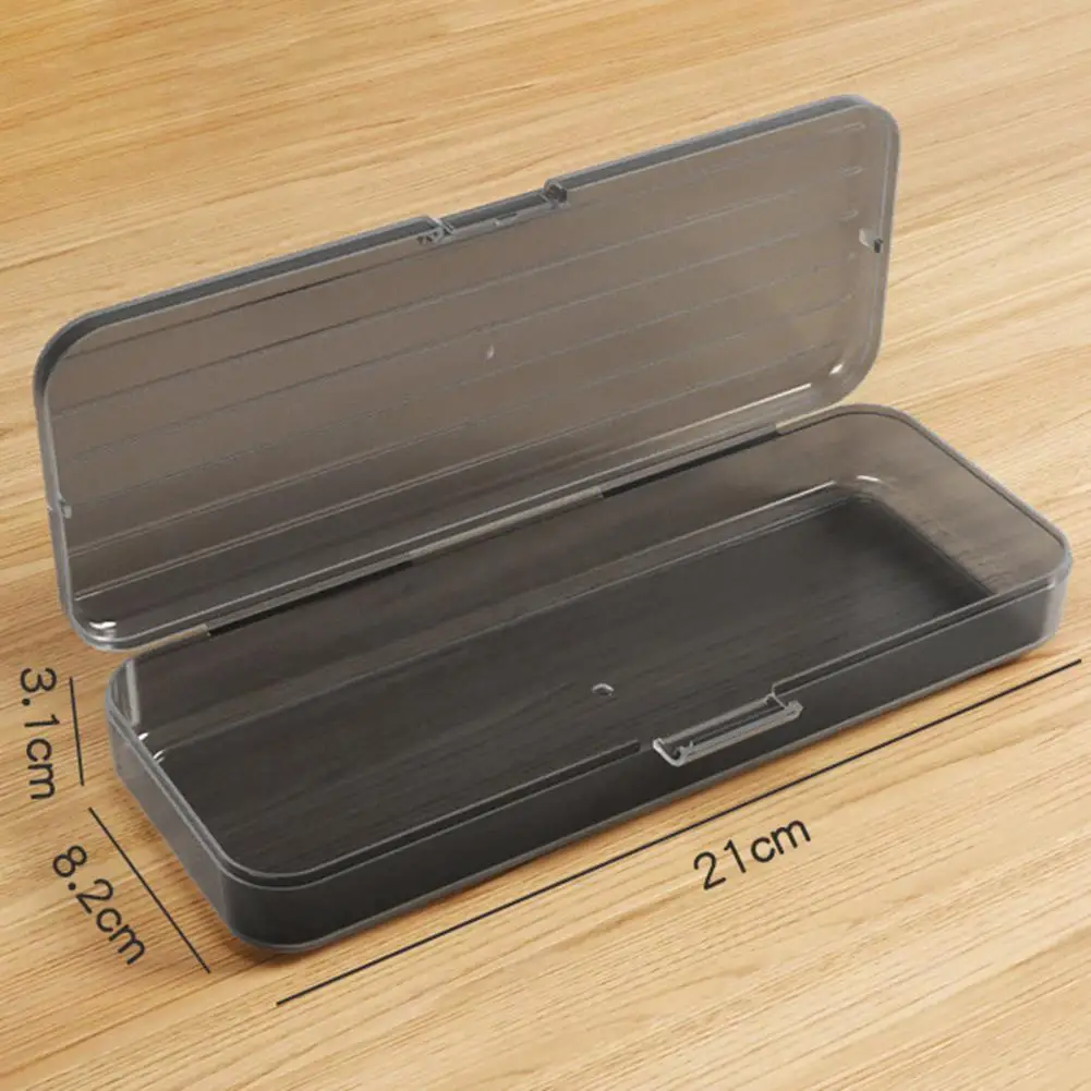 Pencil Case Large Capacity Space-Saving Transparent Plastic Storage Box Simple Matte Clear Case For Home School Office Supplies