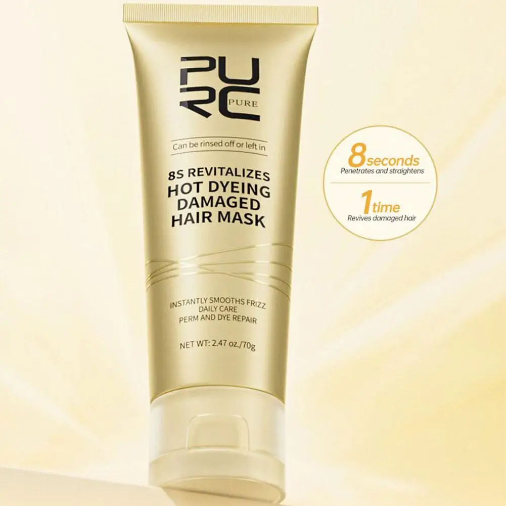 

PURC 8-секундная волшебная маска для волос с кератином, выпрямление, восстановление поврежденных и Frizy Treatment, мягкий разглаживающий профессиональный крем для ухода за волосами