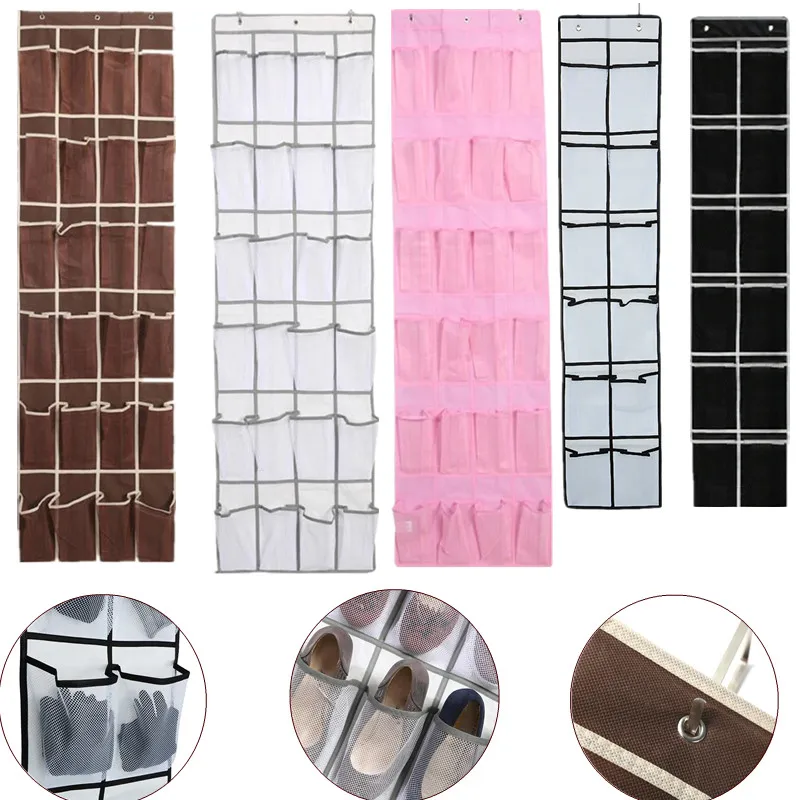 12/24 Pocket Large Mesh Cloth Storage Bag Wall-Mounted Sundries Organizer Holder Room Shoes Slippers Storage Hanging Bag