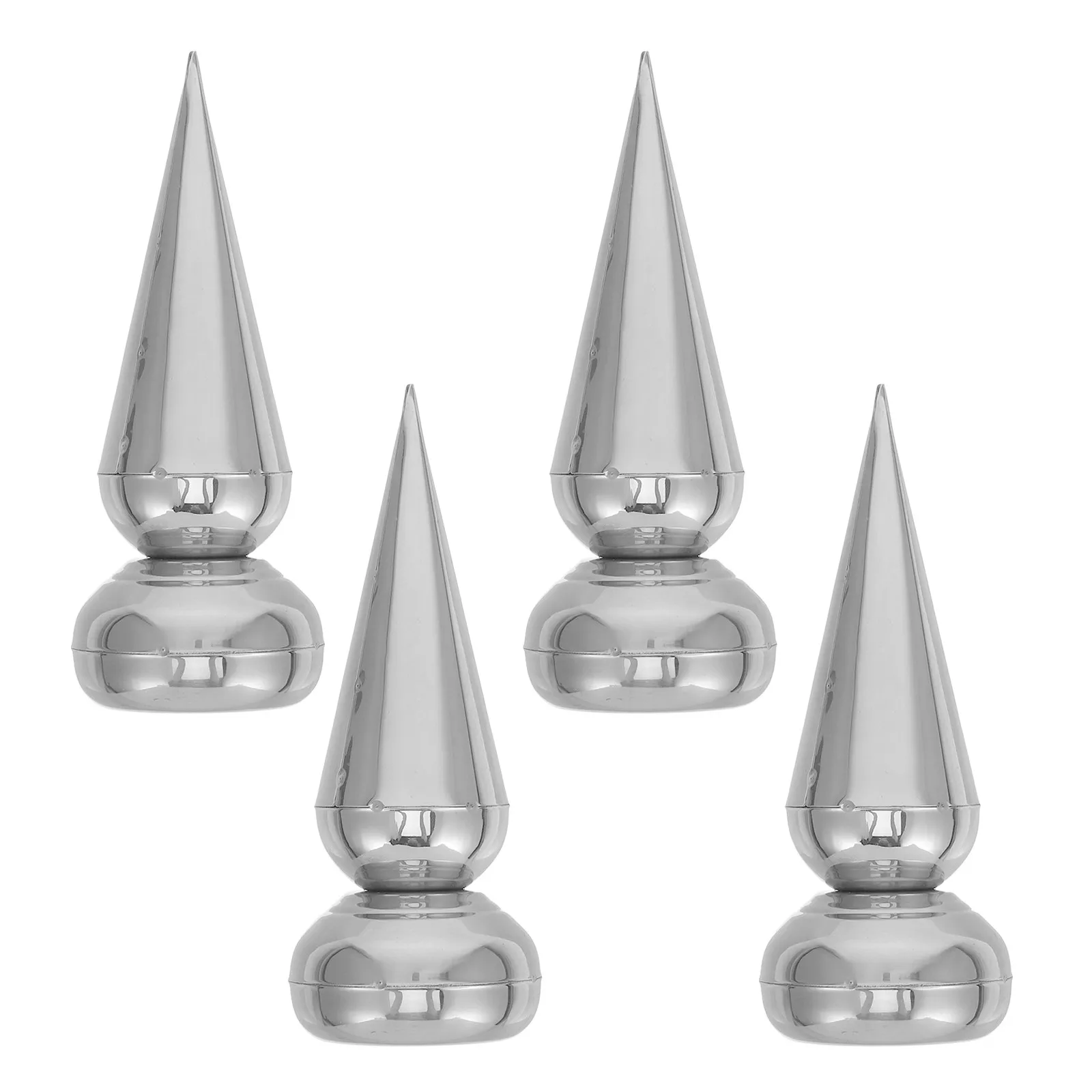 4Pcs Stainless Steel Conical Spearhead Fence Post Caps Finial Tops for Garden Iron Picket Fence Outdoor Protection