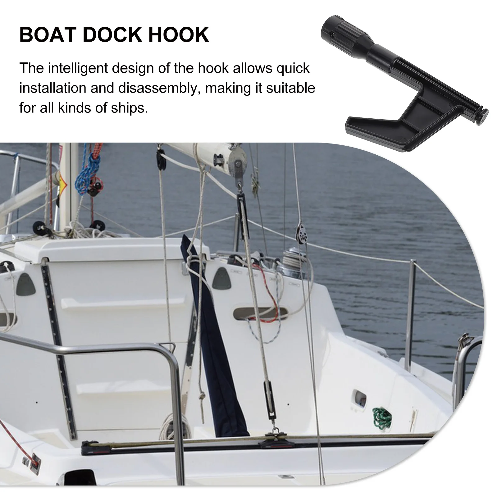 

Black Nylon Boat Hook Marine Boating Accessories Weather Resistant Secure Grip and Durable for Yacht Kayaks Dock