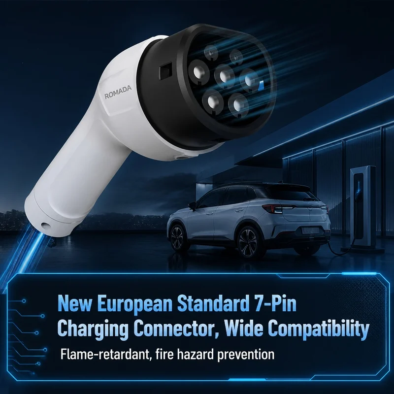 ROMADA 7KW New Energy Electric Vehicle Portable Charger 32A Type2 CEE Industrial Plug IP66 Waterproof EV Charging Cable 3-20M