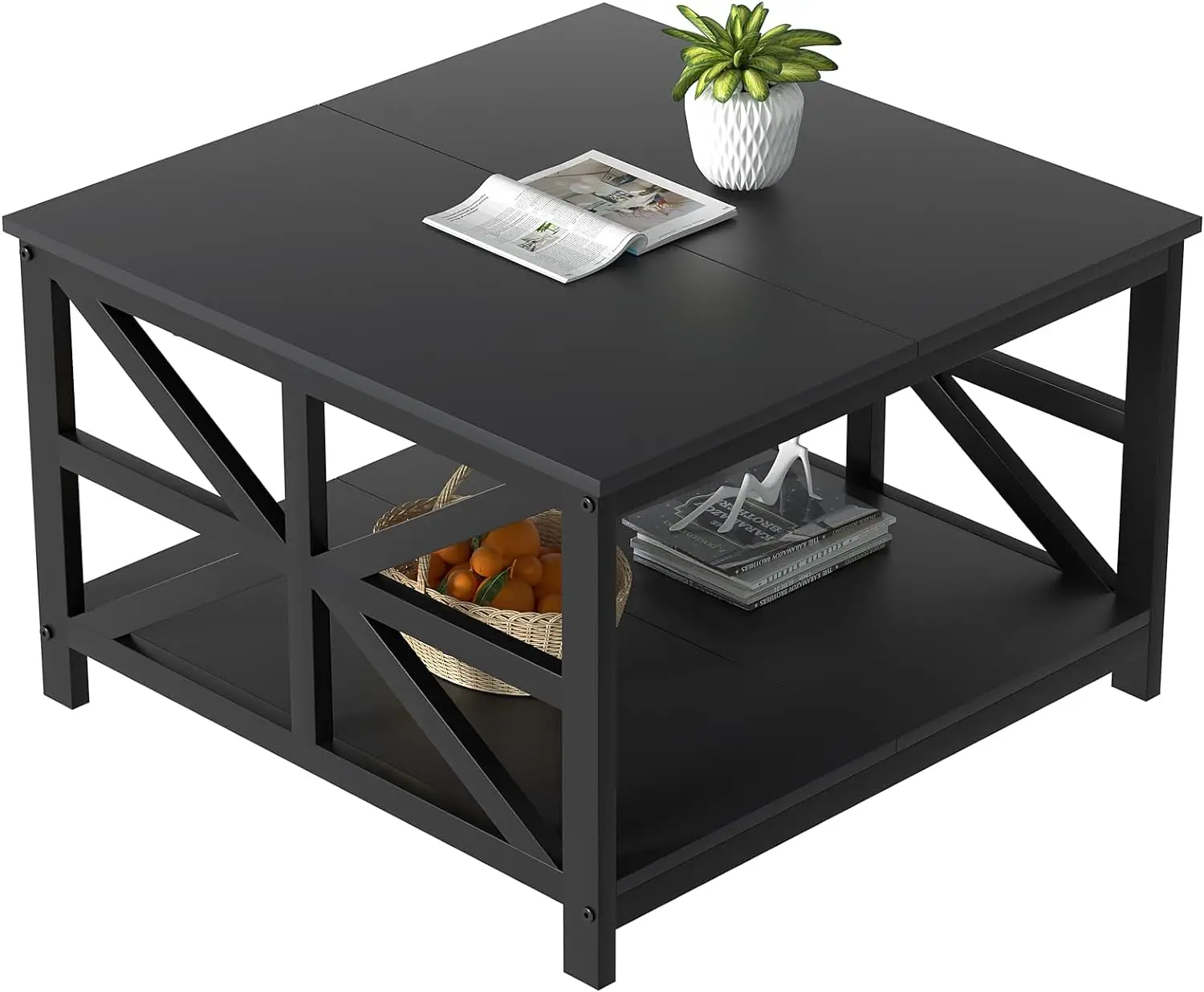 

Coffee Table with Storage, Small Coffee Table with Split Tabletop for Living Room
