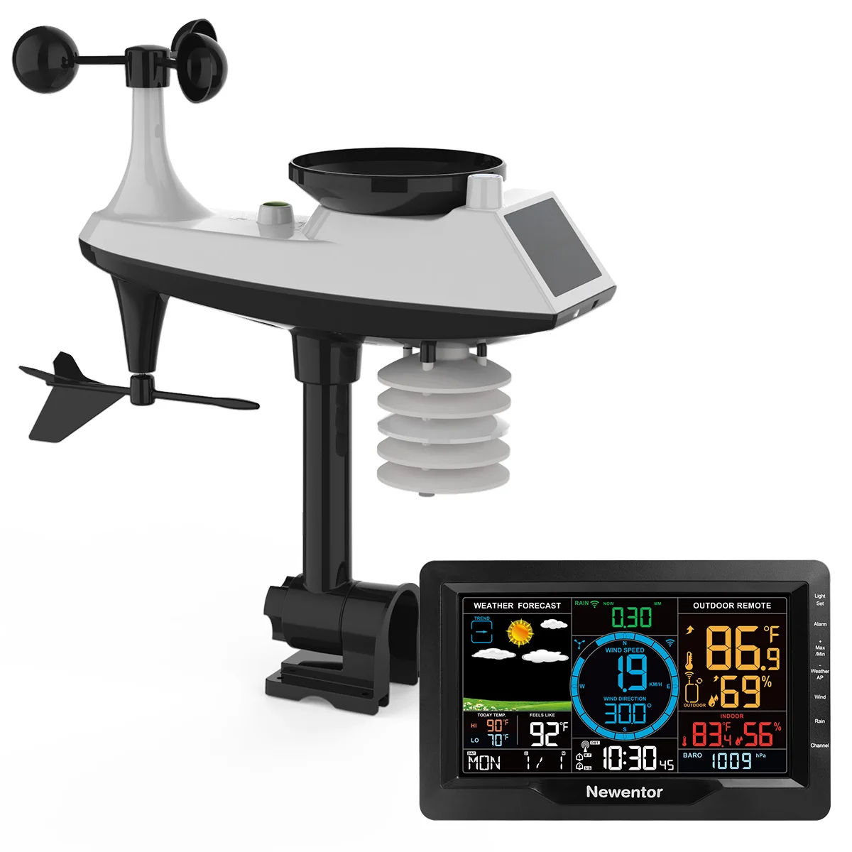 Newentor Multifunction Weather Station with Rain Gauge and Wind Speed, Temperature, Indoor Outdoor Weather Stations for Home