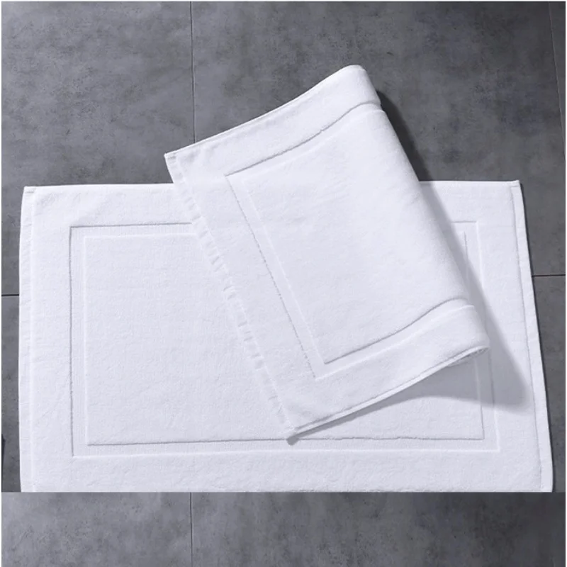 Thick White Floor Towel Mat 100% Cotton,Non-Slip,Water Absorption,SPA Bathroom Bathtub Mat,Hotel Home Bath Mats 50*80cm