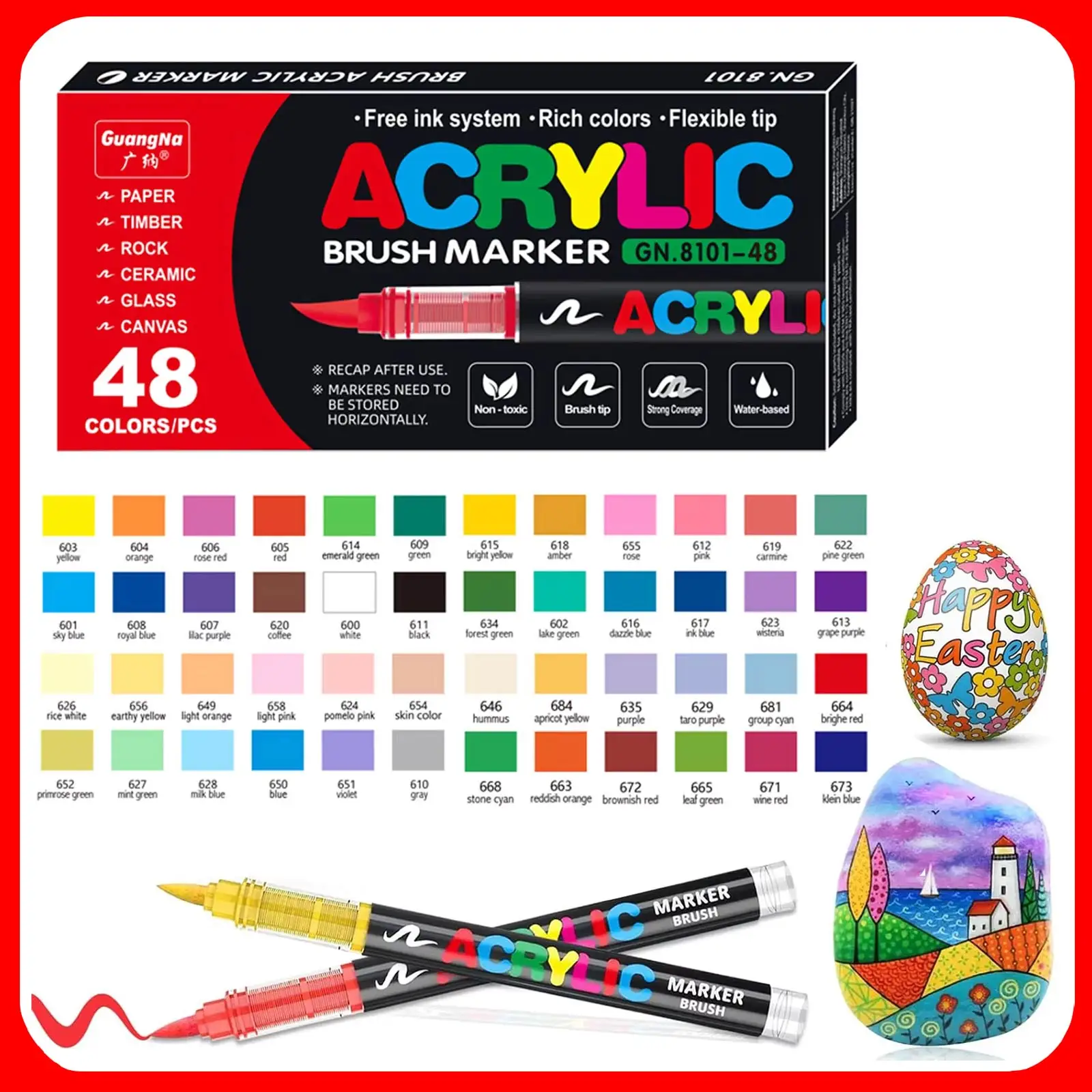 Marcadores de pintura acrílica (48-72 colores), regalos de cumpleaños para niños, lienzo de madera, Pierre