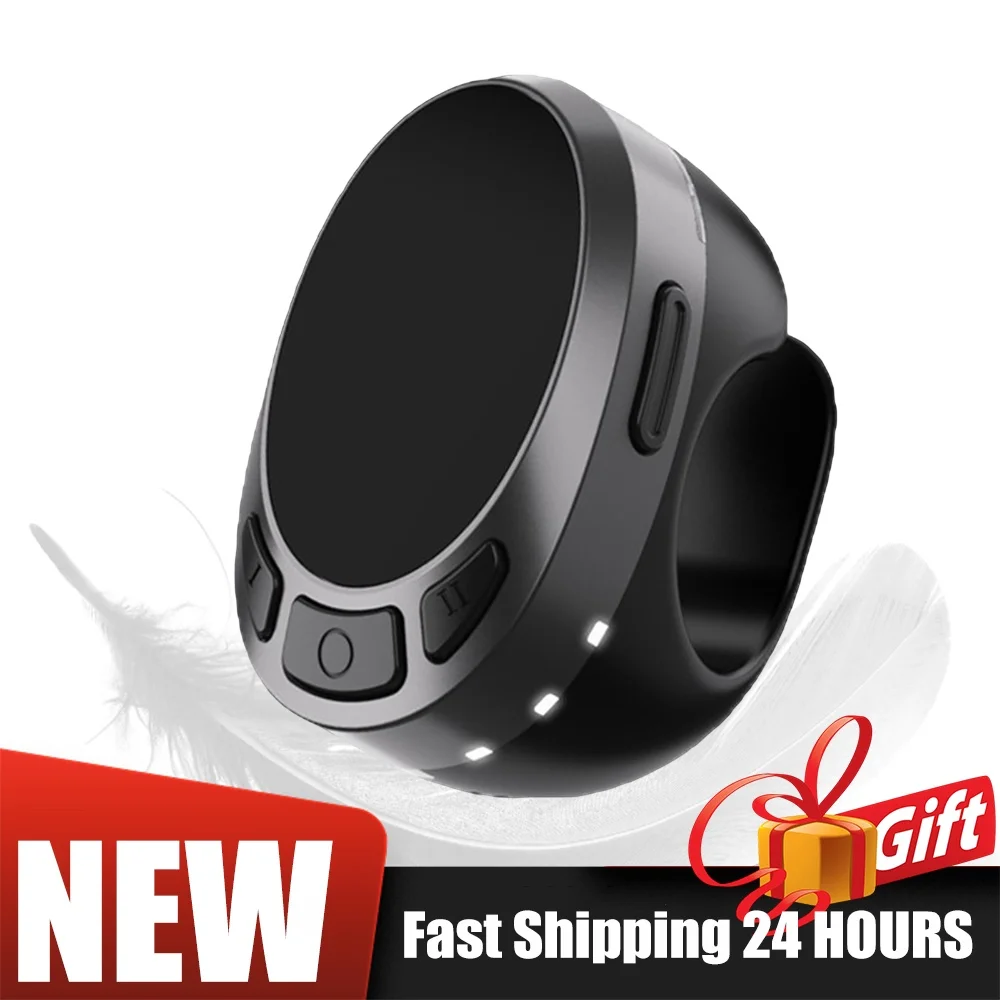 Bluetooth-compatible 5.3 Finger Ring Mouse Wireless Page Turner Phone Scrolling Ring Remote Control for Android &