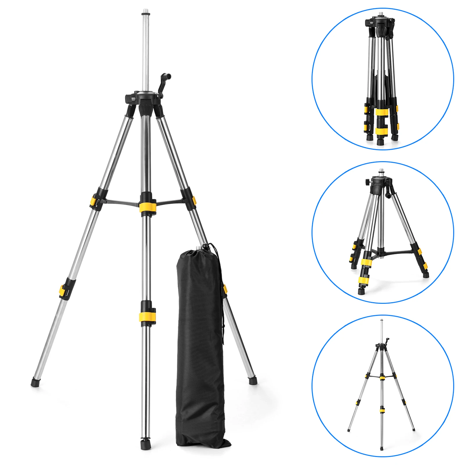 

1.2M Three Height Adjustment Stainless Steel Extension Bar Tripod Stand For Laser Level with Bubble-level Stands Portable