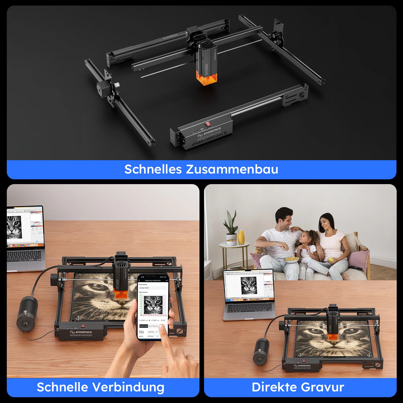 ماكينة النقش بالليزر Atomstack A20 Pro V2 بقدرة 20 وات قاطعة رباعية بالليزر معدنية من خشب الأكريليك والزجاج 400*365 مللي متر C4 Pro A5 V2