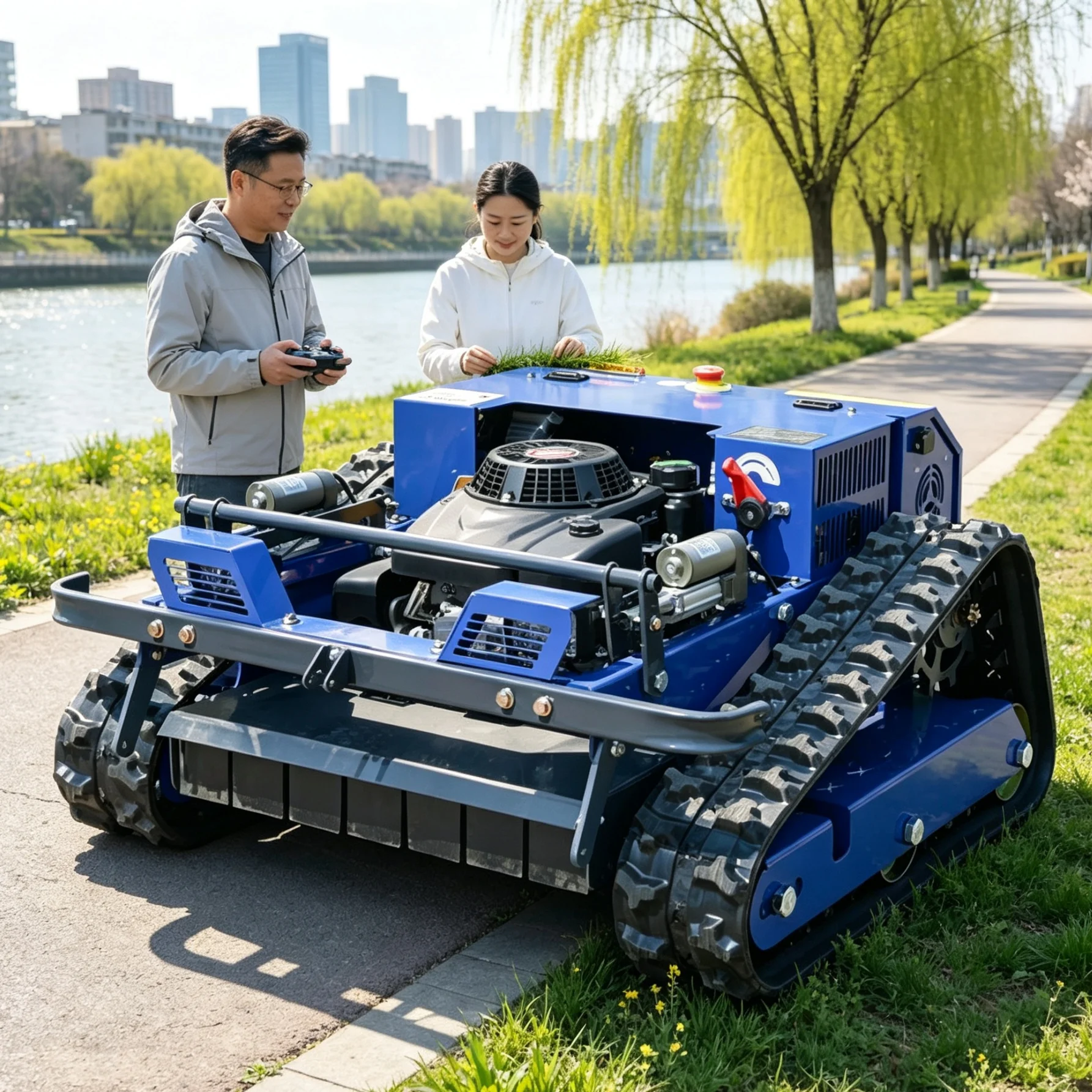 Customized industrial remote‑control zero turn intelligent lawn mower, equipped with display screen for your private garden yard