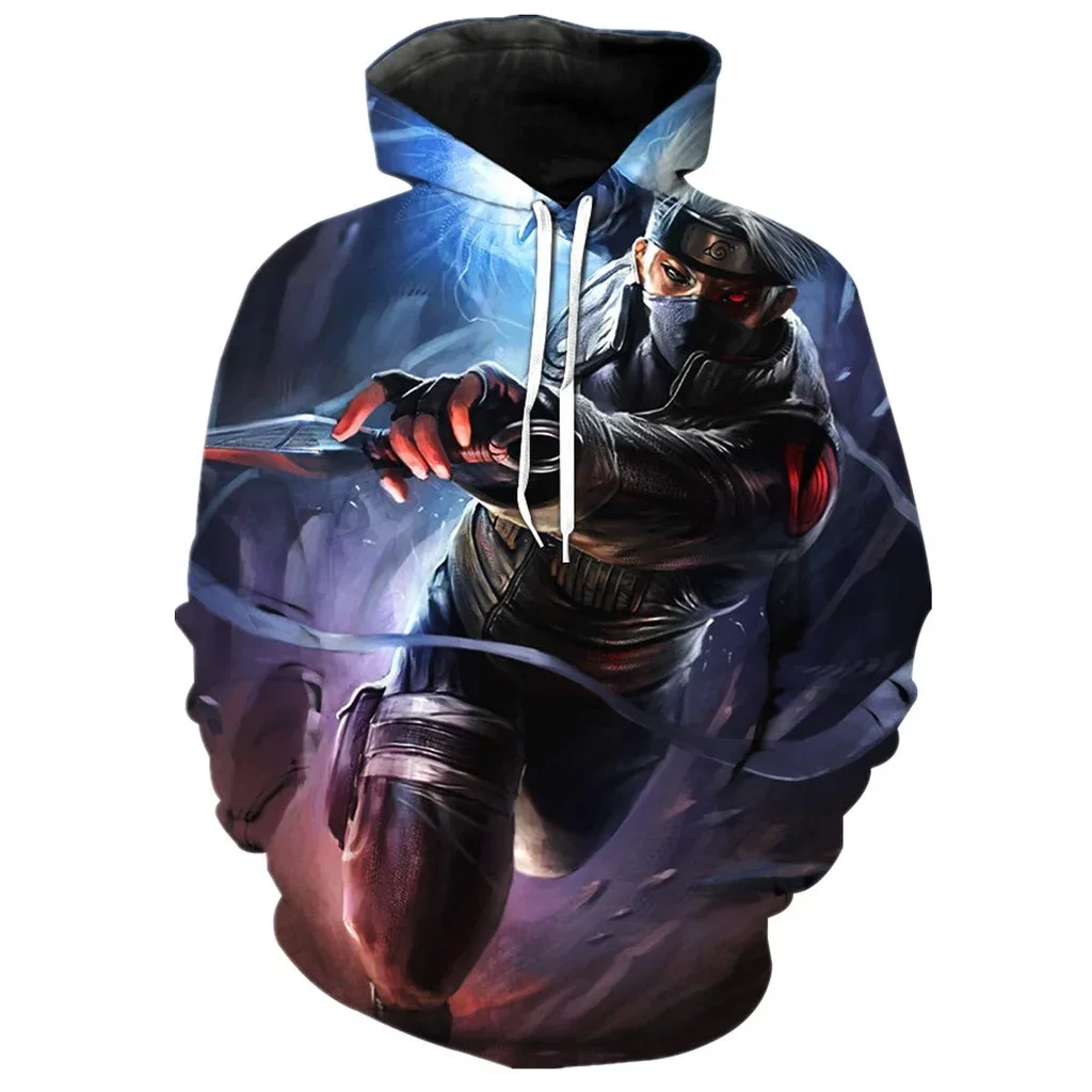

New Anime Naruto Men's Hoodie 3D Printed Kakashi Pattern Pullover Streetwear Fashion Hip Hop Daily Casual Men's Sweatshirt