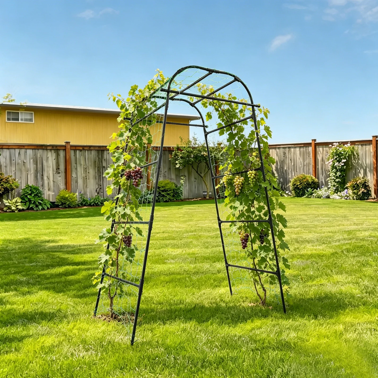 90*80*210cm Garden Arch Trellis,Black Climbing Plant Arched Garden Trellis, Arbor Plant Support Trellis For Cucumber/Grape/Vine/Tomato/Pea Bean