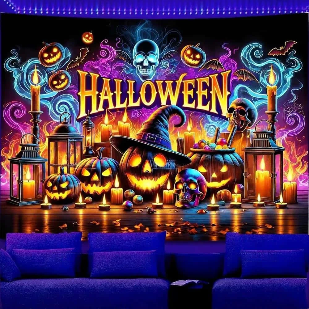 Halloween Pumpkin Pattern Printed Tapestry Trendy New Style Suitable for Room Living Room Cafe Theme Party Activities