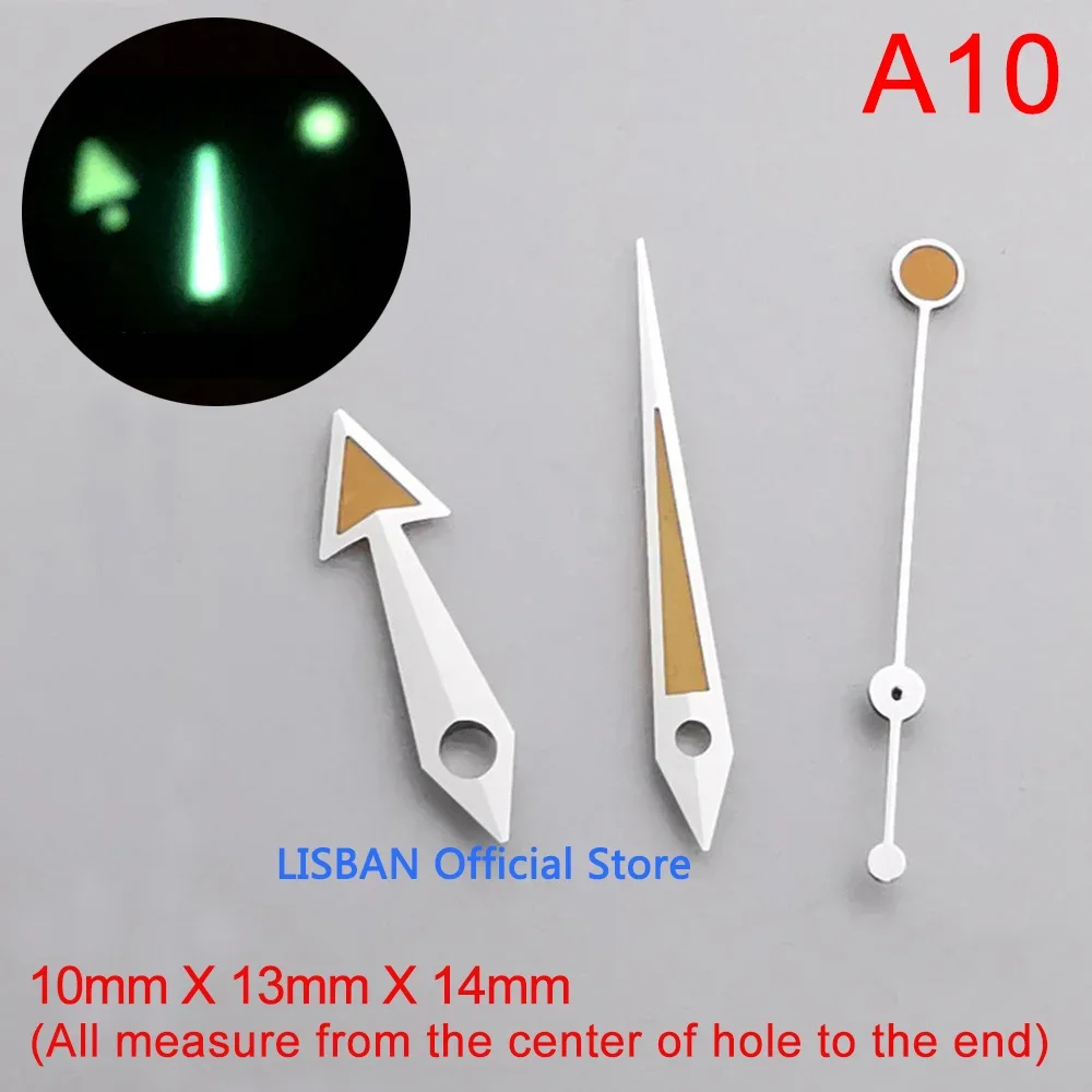 Lisban A-Series Watch Accessories Watch Hands Pointer NH35 Green Super Luminous, Suitable for NH35, NH36 Movement Hands