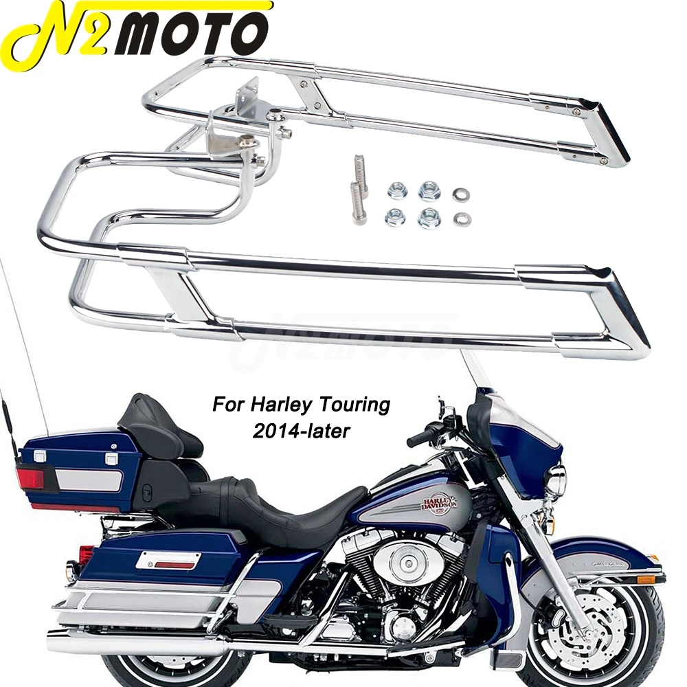 

Motorcycle Saddlebag Steel Rails Guard Saddle Bag For Harley Touring Road King Electra Glide Ultra Classic Street Glide 2014-up