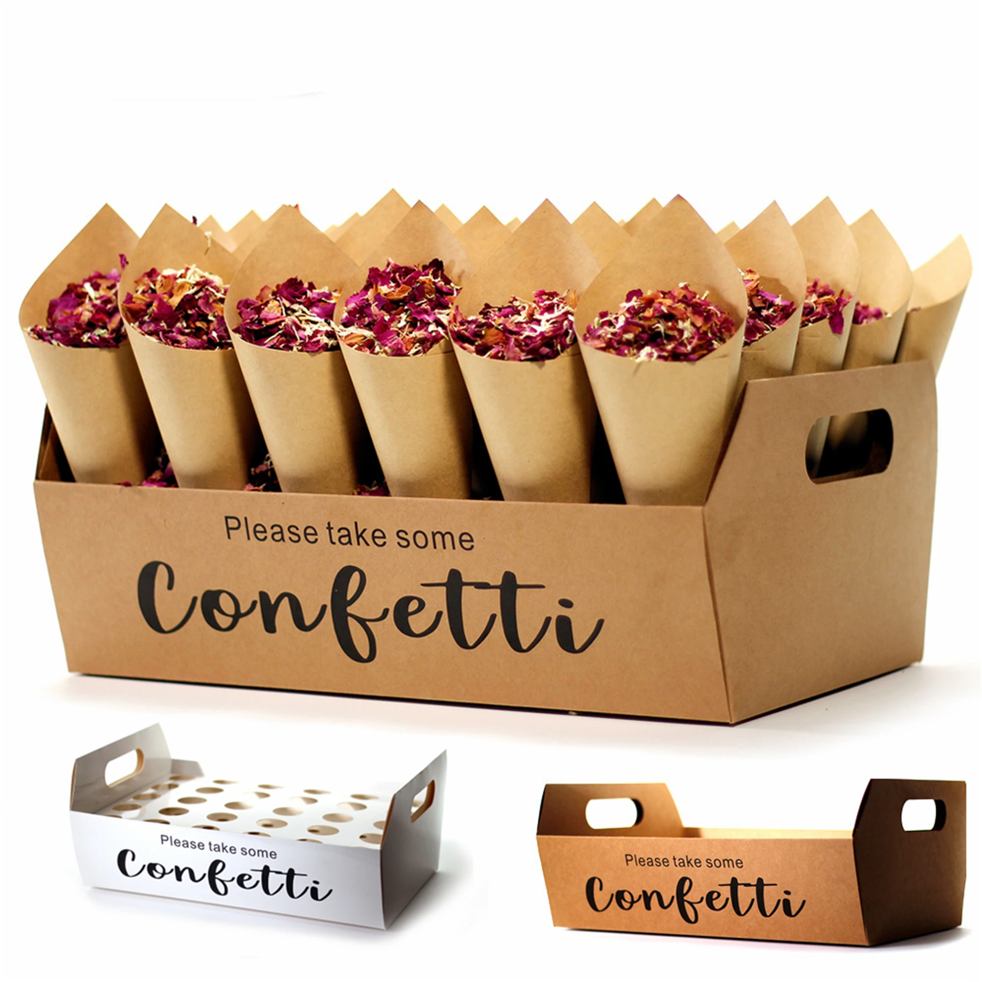 

Wedding Confetti Cone Holder stand boxes tray-Wedding tray confetti cone-Rustic wedding party decor Boho Rustic Barn wedding pap