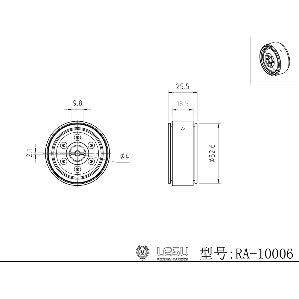 LESU Wheel Hubs for 1/10 RC Crawler Car Rave Um406  Aluminium Alloy Metal Cars Parts Outdoor Toys TH22151