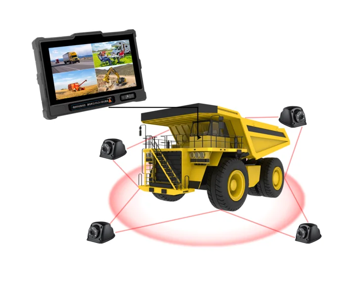 IP68 Waterproof Monitor 7inch 4G GPS HD Touch Screen All-in-one DVR Monitor Kit Blind Spot Warning System For Heavy Duty Truck