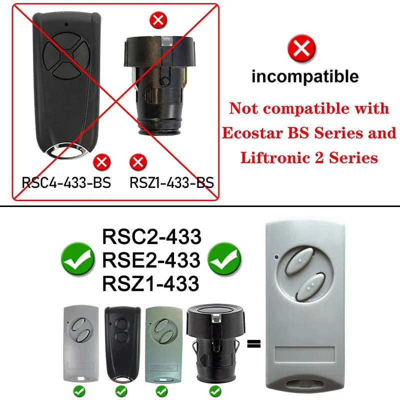 ECOSTAR RSC2 433 RSE1 433 RSZ1 433 جهاز التحكم عن بعد فتاحة باب المرآب فتاحة باب المرآب جهاز التحكم عن بعد لبوابة المرآب Liftronic 500 700 800