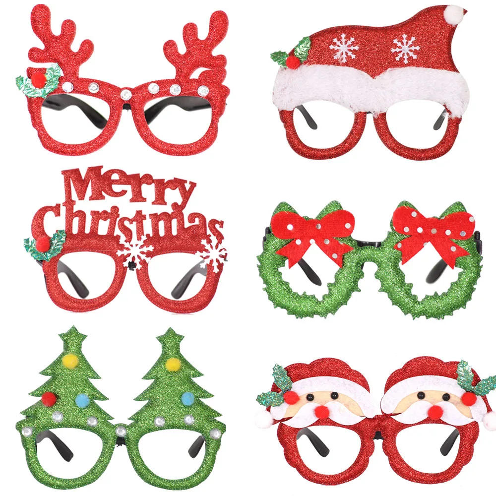 1 PCS Santa Snowman Antlers Glasses Adult Children Toys Christmas Decoration Gift Christmas glasses cartoon frame Antler glasses